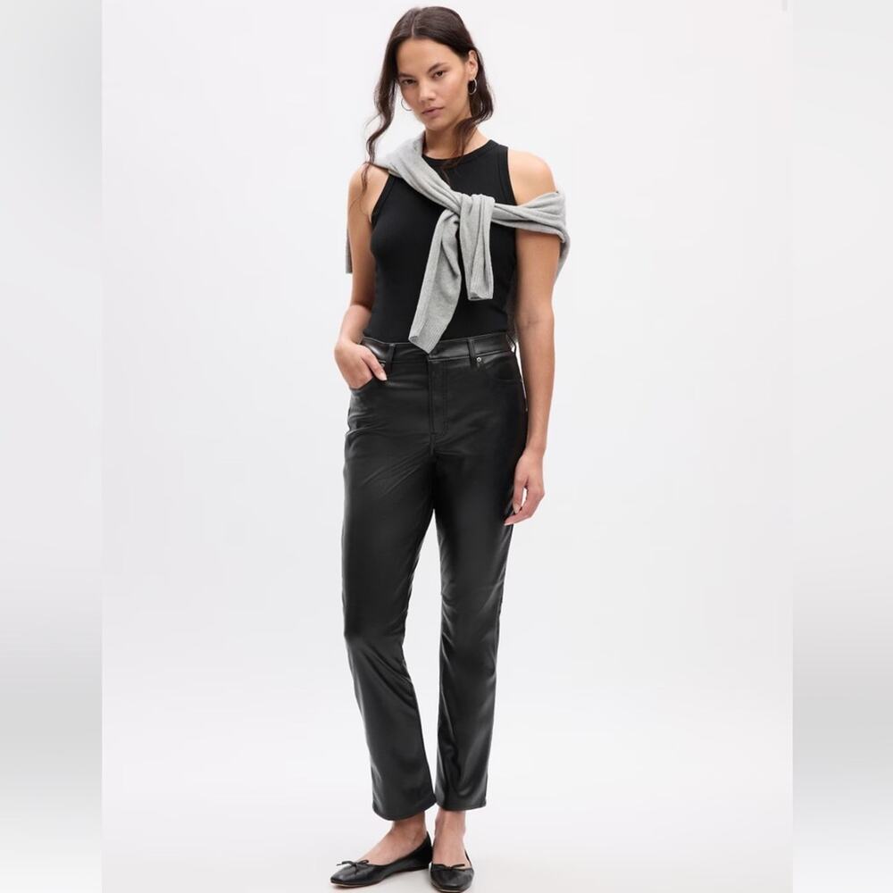 Gap High Rise Vegan Leather Vintage Slim Pants Size 12